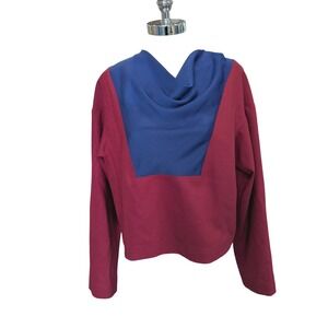 Jil Sander Navy Wool Blend Colorblock Cowl Neck Top Made in Italy Size 36